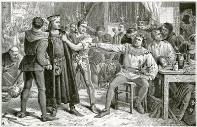 Lord Saye och Sele ställde inför Jack Cade, 1896. av Charles Lucy