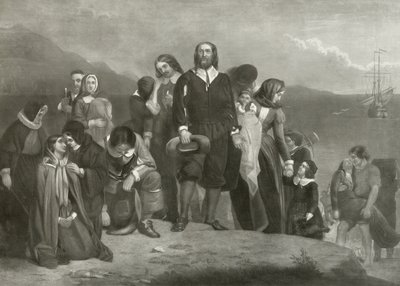 Pilgrimsfädernas landsättning i Amerika, 1620 av Charles Lucy