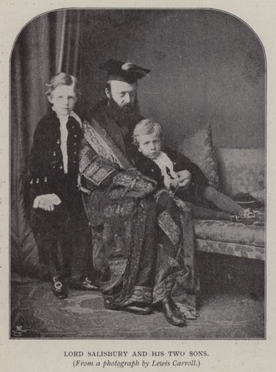 Lord Salisbury och hans två söner (s/v foto) av Charles Lutwidge Dodgson