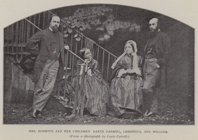 Fru Rossetti och hennes barn Dante Gabriel, Christina och William (s/v foto) av Charles Lutwidge Dodgson