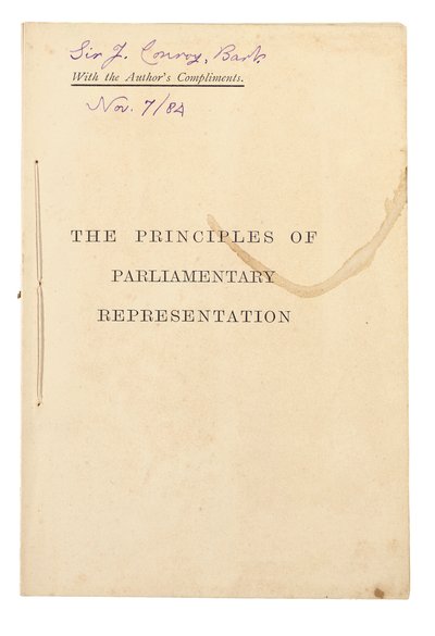 Titelsida för "Principerna för parlamentarisk representation" av Charles Lutwidge Dodgson