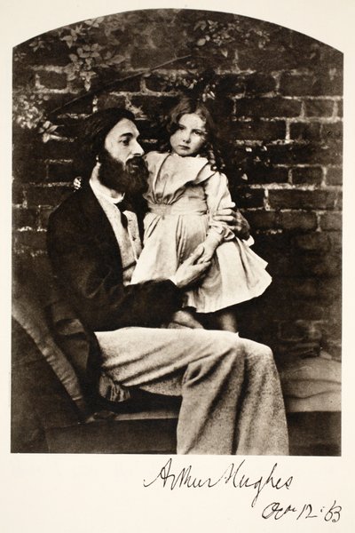 Arthur Hughes och hans dotter Agnes, 12 oktober 1863 (sepiafoto) av Charles Lutwidge Dodgson