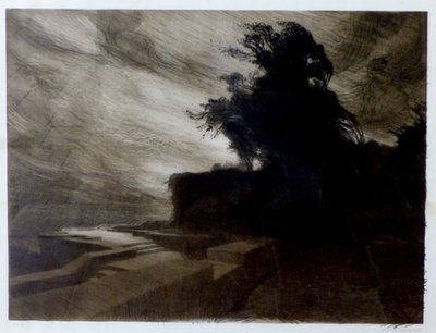 Franska:  Le Vent - ingår i en serie om 9 litografier som heter Cantique des créatures av Charles Marie Dulac