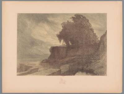 Ruin av en bastion med en kanon och ett träd Landskap (serietitel) Suite des Paysages (serietitel) av Charles Marie Dulac