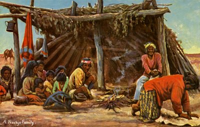 En Navajo-familj av Charles Marion Russell