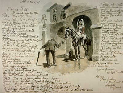 Illustrerat brev, 20 april 1914 (penna & bläck och tvätt på papper) av Charles Marion Russell