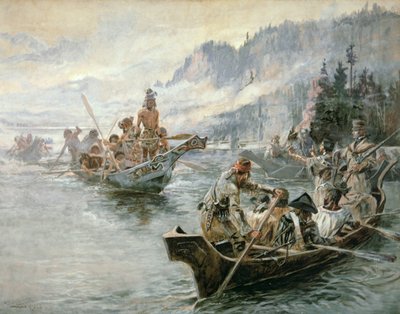 Lewis & Clark på Lower Columbia River av Charles Marion Russell
