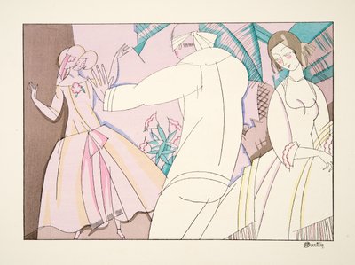 Colin Maillard, från Sports & Entertainment, pub. 1914 (stenciltryck) av Charles Martin