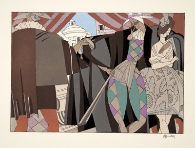 Italiensk komedi, från Sports & Entertainment, pub. 1914 (stenciltryck) av Charles Martin