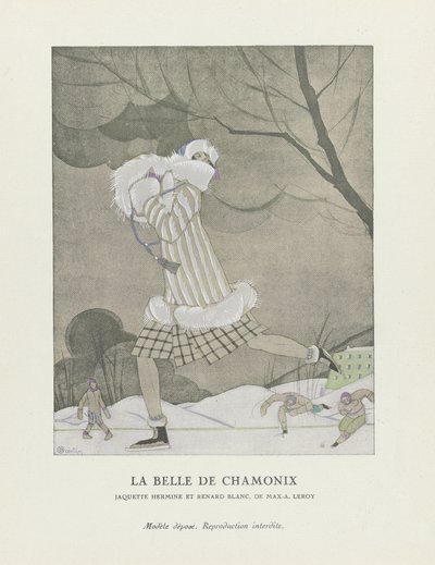 The Beauty of Chamonix, pub. 1924 (stenciltryck) av Charles Martin