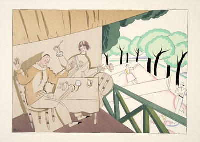 Tennis, från Sports & Entertainment, pub. 1914 (stenciltryck) av Charles Martin