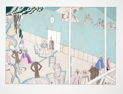 The Races from Sports & Entertainment, pub. 1914 (stenciltryck) av Charles Martin