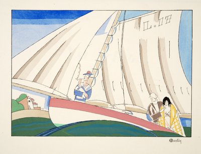 Yachting från Sports & Entertainment, pub. 1914 (stenciltryck) av Charles Martin
