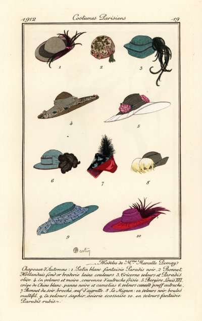 hattdesigner av milliner Marcelle. Demay av Charles Martin