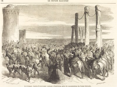 Österrikisk-preussiska trupper på väg in i Hamburg ... [övre halvan] av Charles Maurand after Godefroy Durand
