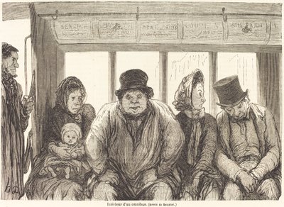 Interiör av en omnibus [nedre halvan] av Charles Maurand after Honoré Daumier