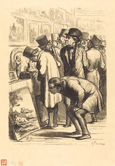Ett rum på Hotel Drouot på en utställningsdag av Charles Maurand after Honoré Daumier
