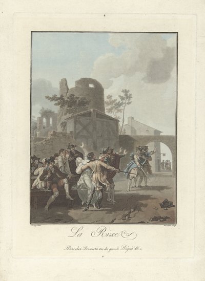 Argumentet La Rixe (titel på objekt) av Charles Melchior Descourtis