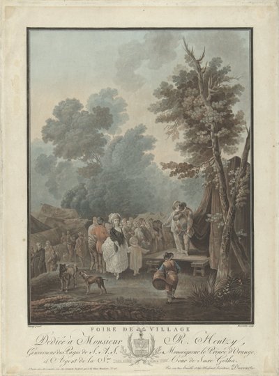byfest Foire de Village (titel på objekt) Fyra genrescener (serietitel) av Charles Melchior Descourtis