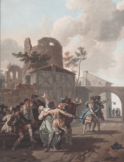 Bråket La Rixe, ca. 1792. av Charles Melchior Descourtis