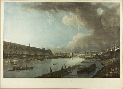 Utsikt över Tuilerierna, Louvren och Pont Neuf av Charles Melchior Descourtis