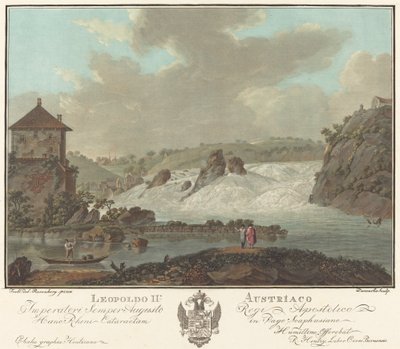 Schaffhausens fall av Charles Melchior Descourtis after Friedrich Rosenberg after Johann Heinrich Troll