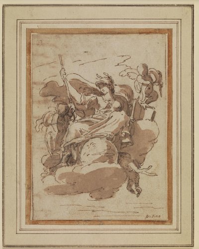 Allegorisk kvinnofigur, sittande på moln av Charles Mellin