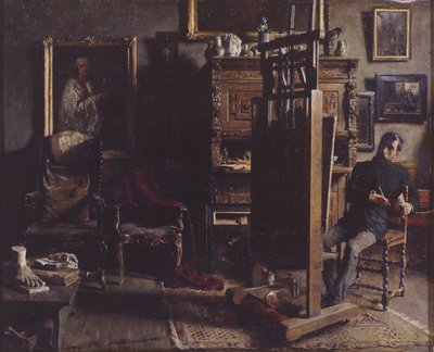 Målaren Jules Lambeaux ateljé av Charles Mertens