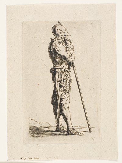 En soldat som står i profil av Charles Meryon