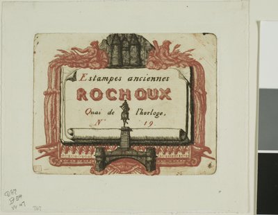 Adresskort för tryckeriet, Rochoux av Charles Meryon