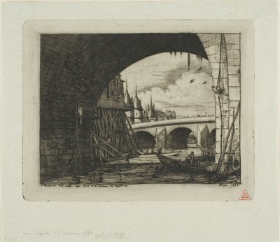 En båge av Pont Notre-Dame, Paris av Charles Meryon