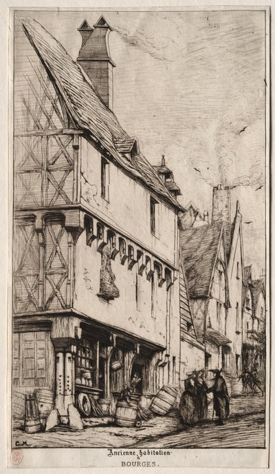Ett gammalt hus i Bourges, ibland kallat Musicians House, 1860. av Charles Meryon