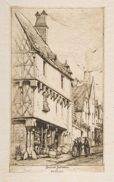 Ett gammalt hus, eller Musikerns hus, Bourges av Charles Meryon