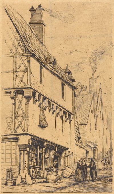 Ett gammalt hus i Bourges, kallat "Musikerns hus" av Charles Meryon