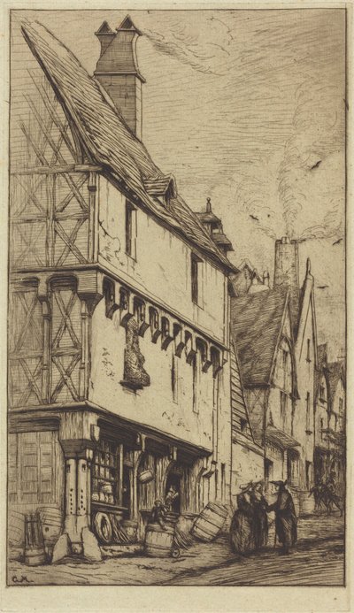 Ett gammalt hus i Bourges, ibland kallat ”Musikerns hus” av Charles Meryon