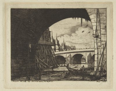 Valvgång, Pont Notre-Dame, Paris av Charles Meryon