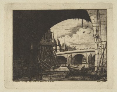 Valvgång, Pont Notre-Dame, Paris, ur ”Etsningar från Paris” av Charles Meryon