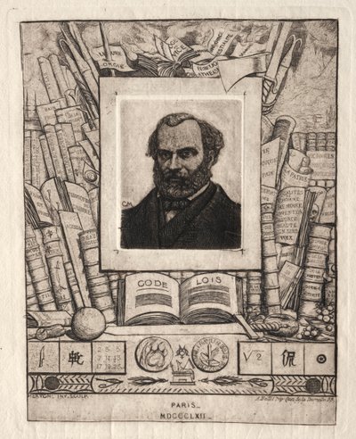 Armand Gueraud av Nantes, skrivare och bokstäver, 1862. av Charles Meryon