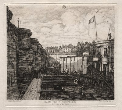 Chevrers anläggning för kallbadhus, Paris av Charles Meryon