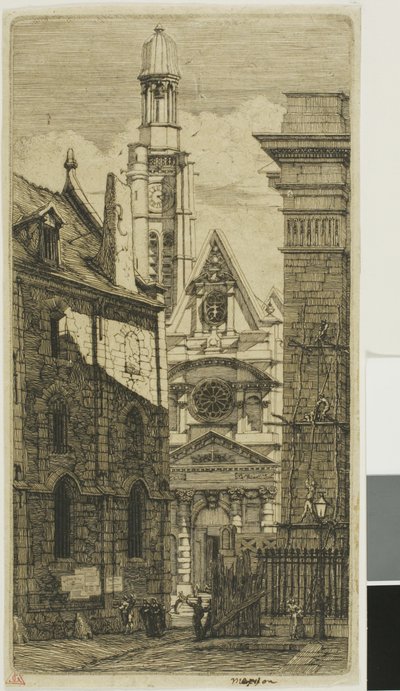 Kyrkan St Etienne du Mont, Paris av Charles Meryon