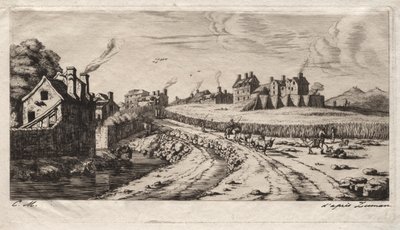 Ingång till Faubourg, Saint-Marceau, Paris av Charles Meryon