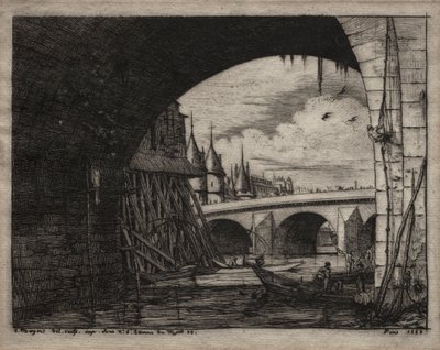 Etchings of Paris: An Arch of the Notre Dame Bridge, 1853. av Charles Meryon