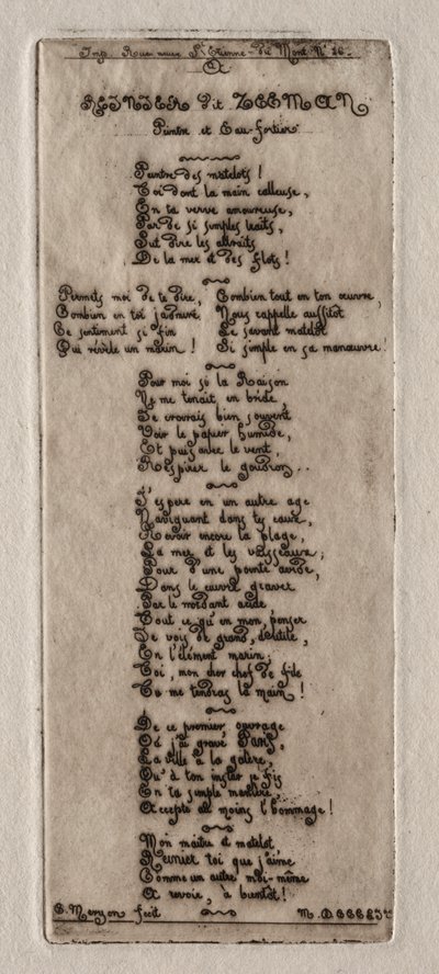 Etchings of Paris: Dedikation till Reynier Nooms, kallad Zeeman av Charles Meryon