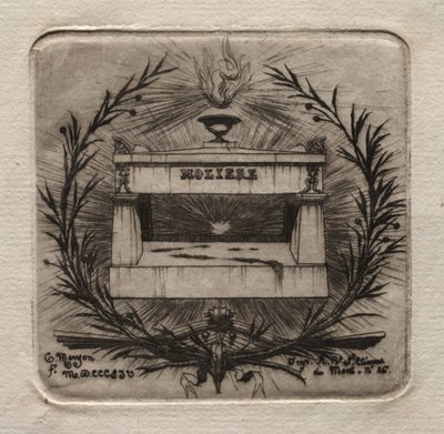 Etsningar av Paris: Molières grav på Pere Lachaise-kyrkogården, 1854. av Charles Meryon