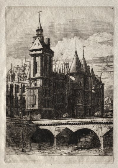 Etsningar av Paris: Klocktornet av Charles Meryon