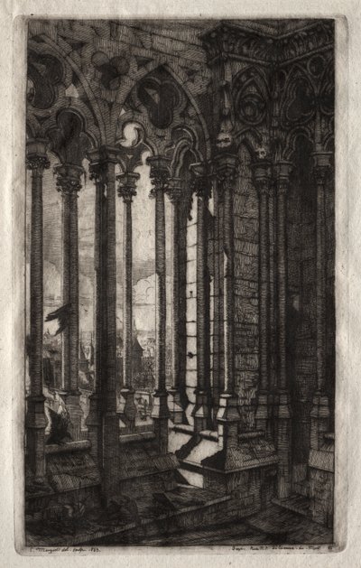 Etsningar av Paris: Galleriet Notre Dame av Charles Meryon