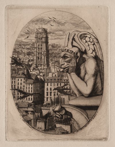 Etsningar av Paris: Gargoylen, 1853. av Charles Meryon