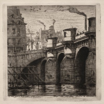 Etsningar av Paris: Den nya bron av Charles Meryon