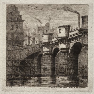 Etsningar av Paris: Den nya bron, 1853. av Charles Meryon