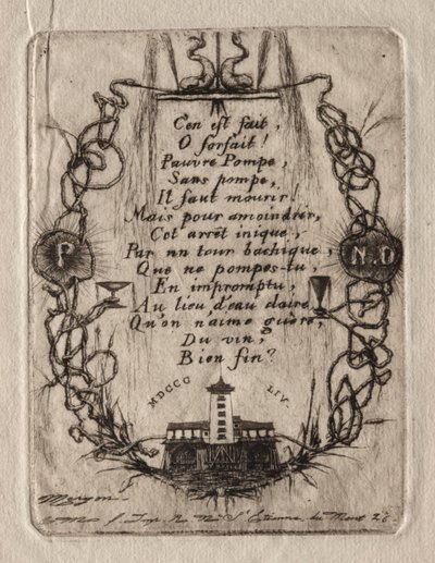 Etsningar av Paris: Notre Dame-pumpen, liten tallrik av Charles Meryon